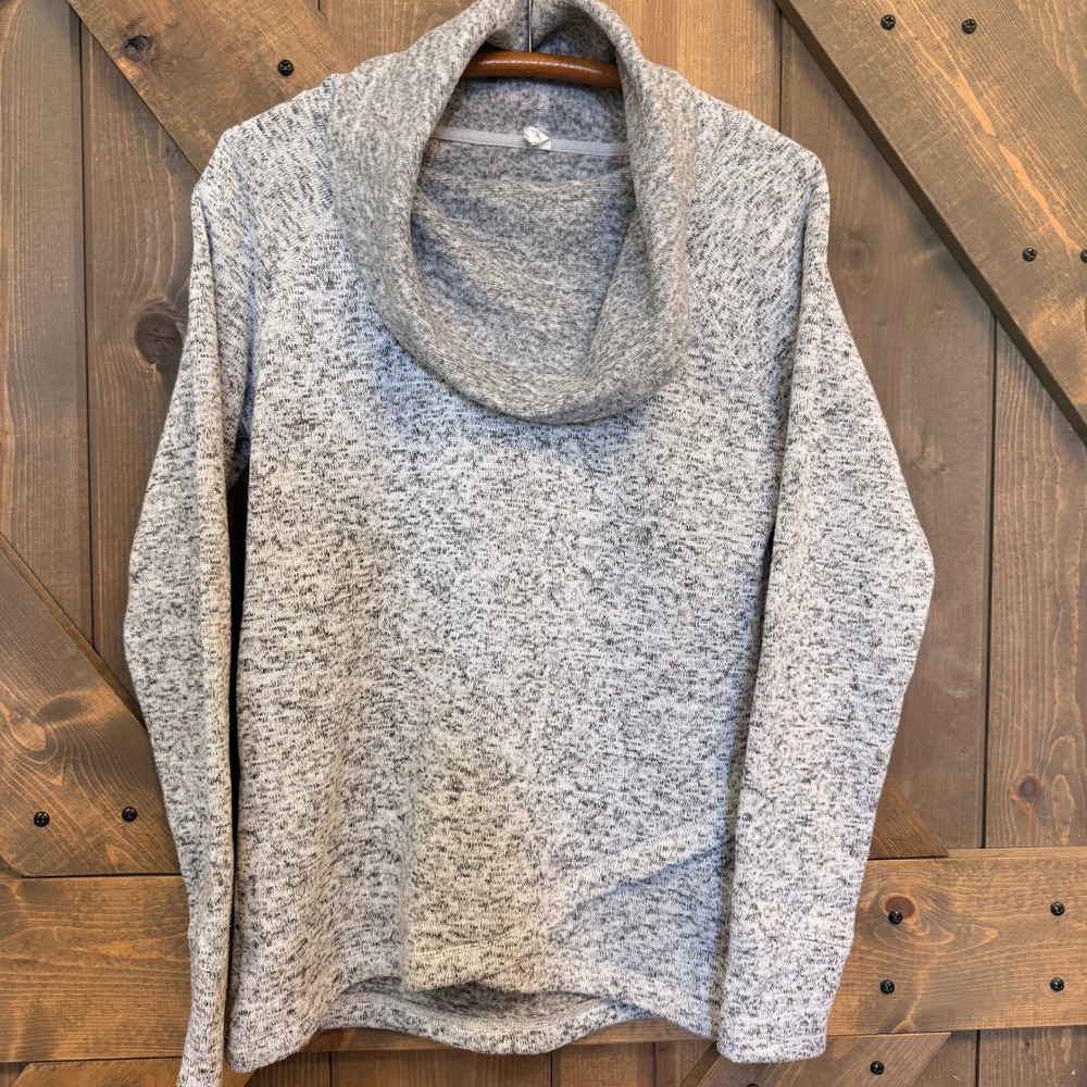 Ideology Cowl Neck Pullover Women S Gray Excellent Heathered Space Dye Knit